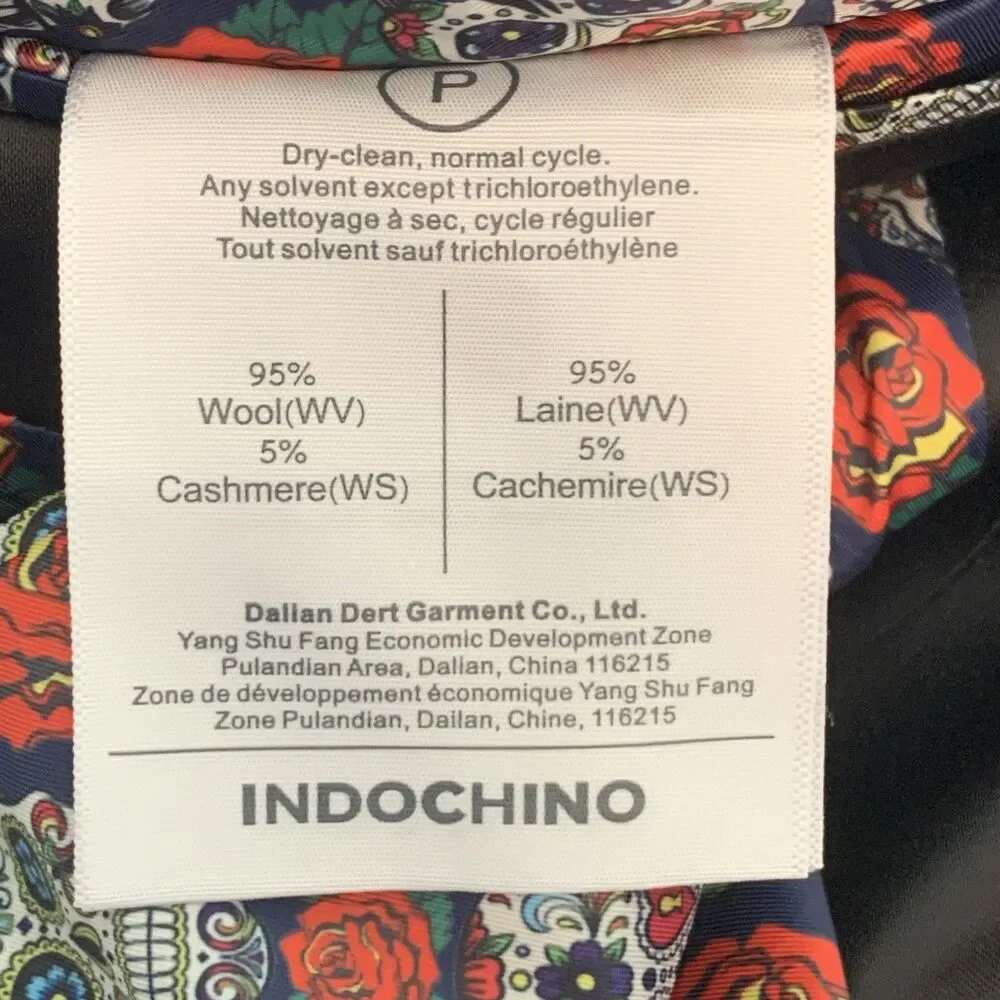 Indochino Black Wool Cashmere Tuxedo Blazer Skull Lined Goth 44R Custom Fit NWT